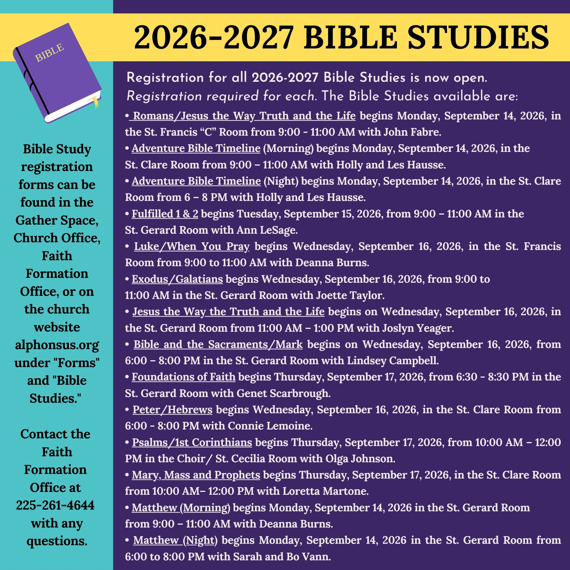 Register for Bible Studies